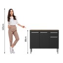 Ver imagem 7 de Balcão Gabinete Armário de Cozinha 3 Portas e 1 Gaveta Rustic/Preto Emilly Madesa