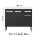 Ver imagem 3 de Balcão Gabinete Armário de Cozinha 3 Portas e 1 Gaveta Rustic/Preto Emilly Madesa