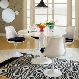Cadeira de Jantar Saarinen sem Braço | Assento Giratório Estofado - Branca-branca - Harpiacasa - 4