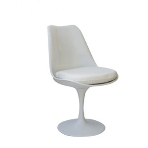 Cadeira de Jantar Saarinen sem Braço | Assento Giratório Estofado - Branca-branca - Harpiacasa