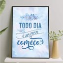 Ver imagem 1 de Quadro Todo dia um novo começo 33x24cm - com vidro:Madeira preta