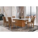Ver imagem 1 de Conjunto: Mesa Sala Jantar Luna c/ Tampo de Vidro Canto Curvo 180x90cm e 6 Cadeiras Londrina Imbuia/