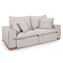 Ver imagem 2 de Sofá Veneza Retrátil Reclinável com Molas Ensacadas no Assento Tecido Linho Cru 2,10m