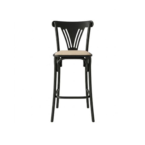 Kit 2 Banquetas Altas Paris em Aço Preto para Cozinha e Bancada Gourmet com Assento Corano - Bege