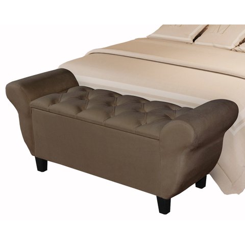 Recamier Baú para Cama Casal Ana 1,50m Retro Premium Closet Estofado Estilo Decorativo Cor Marrom