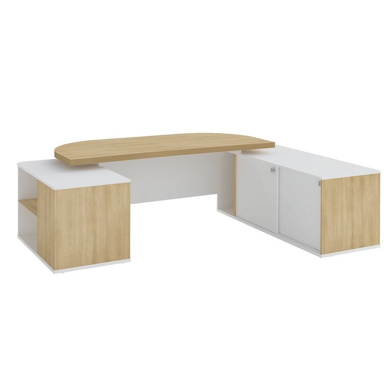 Mesa Escrivaninha Escritório Tamburato Presidente | Artany:carvalho/branco Mesa Escrivaninha Escritório Tamburato Presidente | Artany:carvalho/branco