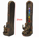 Ver imagem 2 de Incensário - Ganesha 7 Chakras - Vertical - Queimador de Incenso - Resina Dourado - 21cm
