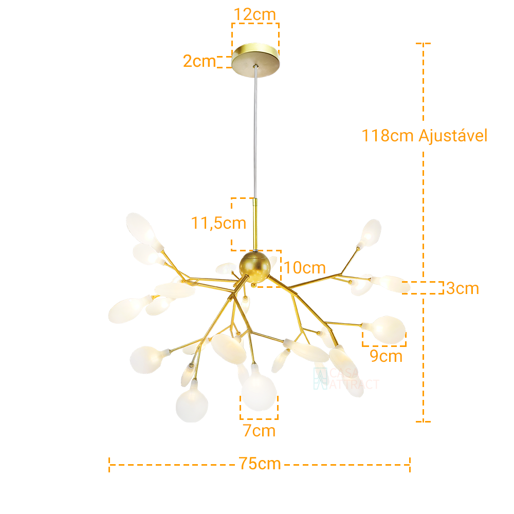 Lustre de Led 27 Folhas Luminária Moderna com Lâmpadas - 8