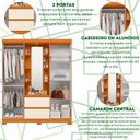 Ver imagem 3 de Guarda Roupa 4 Portas 2 Gavetas Quarto Olimpia Cinamomo com Off White - Albatroz