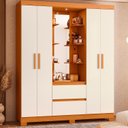 Ver imagem 2 de Guarda Roupa 4 Portas 2 Gavetas Quarto Olimpia Cinamomo com Off White - Albatroz