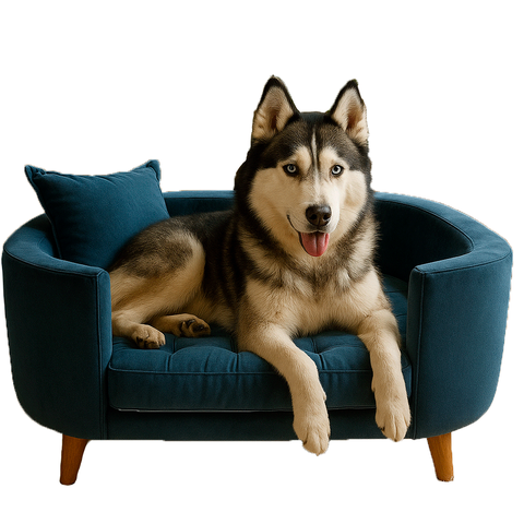 Sofá Caminha Grande Porte Pet Luxo em Sued Premium: Azul
