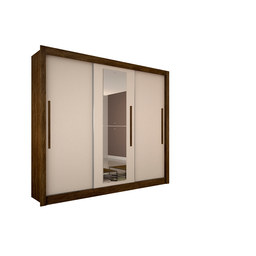 Guarda Roupa Com Espelho 3 Portas 4 Gavetas New Tokio Salleto Ipê/Off White - 1