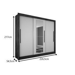 Guarda Roupa Com Espelho 3 Portas 4 Gavetas New Tokio Salleto Ipê/Off White - 2