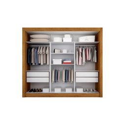 Guarda Roupa Com Espelho 3 Portas 4 Gavetas New Tokio Salleto Ipê/Off White - 3