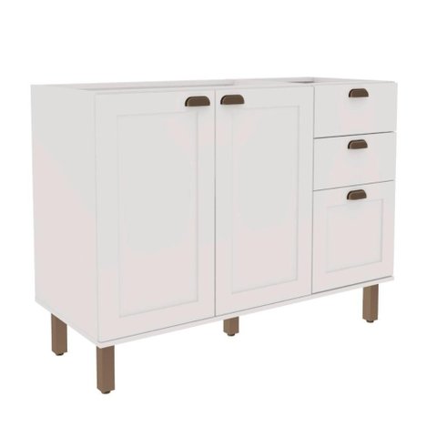 Balcão de Cozinha Genialflex Iluminata 3 Gavetas Branco