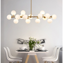 Ver imagem 5 de Luminária Pendente Lustre Jabuticaba Moon Dourado com Bolas Globos Esferas Opaco Leitoso Moderno Lux