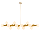Ver imagem 2 de Luminária Pendente Lustre Jabuticaba Moon Dourado com Bolas Globos Esferas Opaco Leitoso Moderno Lux