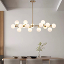 Ver imagem 3 de Luminária Pendente Lustre Jabuticaba Moon Dourado com Bolas Globos Esferas Opaco Leitoso Moderno Lux