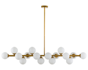 Ver imagem 1 de Luminária Pendente Lustre Jabuticaba Moon Dourado com Bolas Globos Esferas Opaco Leitoso Moderno Lux