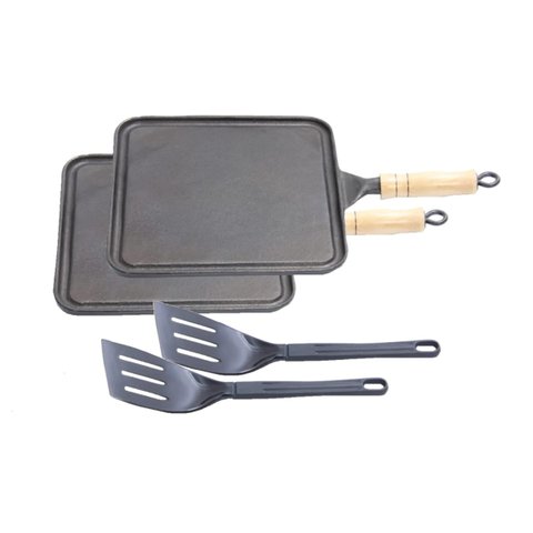 Kit 2 Bifeteiras Antiaderente Lisa 23x23cm e 2 Espátulas