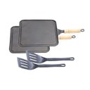 Ver imagem 1 de Kit 2 Bifeteiras Antiaderente Lisa 23x23cm e 2 Espátulas