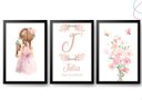 Ver imagem 2 de Quadros Decorativos Infantil Menina Aquarela Flores Cachorro:branca