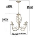 Ver imagem 2 de Lustre Envelhecido em Ferro Rustico para Sala de Jantar Grande - Branco