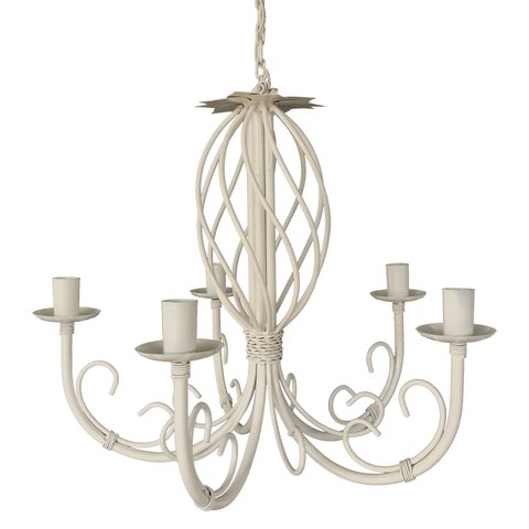 Lustre Envelhecido em Ferro Rustico para Sala de Jantar Grande - Branco