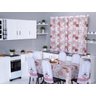 Kit 6 Capas de Cadeira + Toalha de Mesa + Cortina Sala de Jantar Cozinha Dos Sonhos Completa Estampa - 1