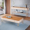 Ver imagem 5 de Mesa de Centro Decorativa Rennes Mdp/mdf Pés de Aço Off White/cinamomo G26 - Gran Belo