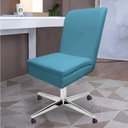 Ver imagem 4 de Kit 04 Cadeira Ana Giratória Metal Com Rodízio Suede Azul Turquesa E Sintético Preto