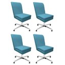 Ver imagem 1 de Kit 04 Cadeira Ana Giratória Metal Com Rodízio Suede Azul Turquesa E Sintético Preto