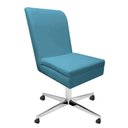 Ver imagem 3 de Kit 04 Cadeira Ana Giratória Metal Com Rodízio Suede Azul Turquesa E Sintético Preto
