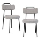 Ver imagem 1 de Kit 02 Cadeiras Sala de Jantar Kobe Estofada com Encosto Linho Cinza - Desk Design