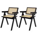 Ver imagem 1 de Kit 2 Cadeiras com Assento Encosto Rattan Base Madeira Preta