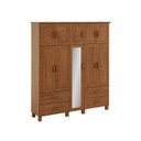 Ver imagem 2 de Guarda-Roupa Bipartido 10 Portas 4 Gavetas com Espelho Bronze 100% Madeira Maciça Marrom/Castanho