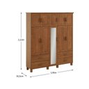 Ver imagem 3 de Guarda-Roupa Bipartido 10 Portas 4 Gavetas com Espelho Bronze 100% Madeira Maciça Marrom/Castanho