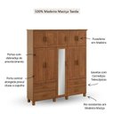 Ver imagem 5 de Guarda-Roupa Bipartido 10 Portas 4 Gavetas com Espelho Bronze 100% Madeira Maciça Marrom/Castanho