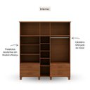 Ver imagem 4 de Guarda-Roupa Bipartido 10 Portas 4 Gavetas com Espelho Bronze 100% Madeira Maciça Marrom/Castanho
