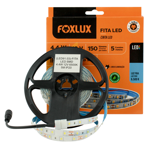 Fita Led Smd 4.4w 12v 6500k 5m Ip20 Foxlux