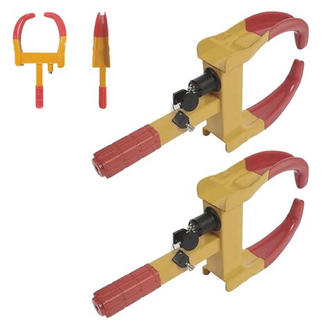 Trava de Pneu Universal Kit 2 Uni Bloqueador de Roda Moto Carro Antifurto Seguranca Roubo Reboque Ve