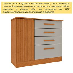 Cômoda Ripada Guarani C/ Sapateira 4 Gavetas com 1 Porta Ripada Tcil Móveis - 6
