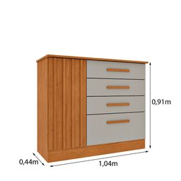 Cômoda Ripada Guarani C/ Sapateira 4 Gavetas com 1 Porta Ripada Tcil Móveis - 3