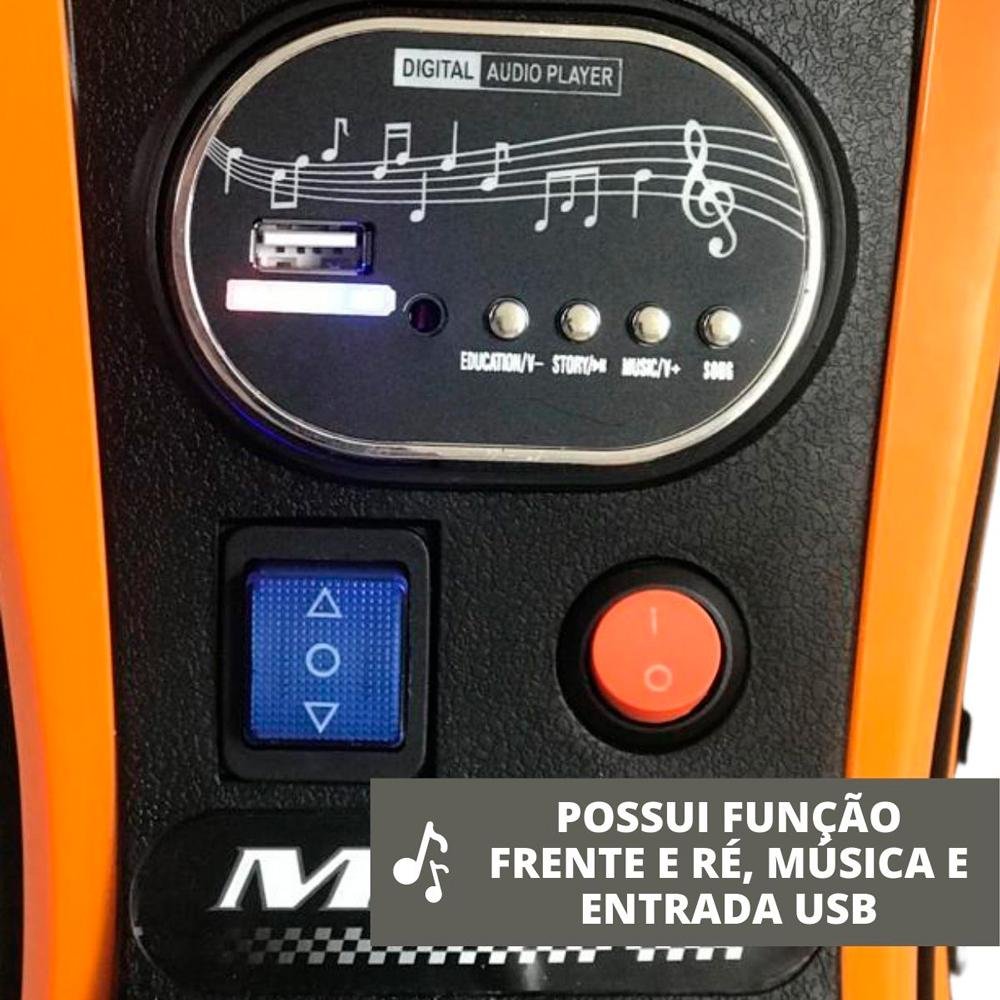 Mini Moto Elétrica Luzes e Som Infantil 6v Laranja BW223LR Importway - 8