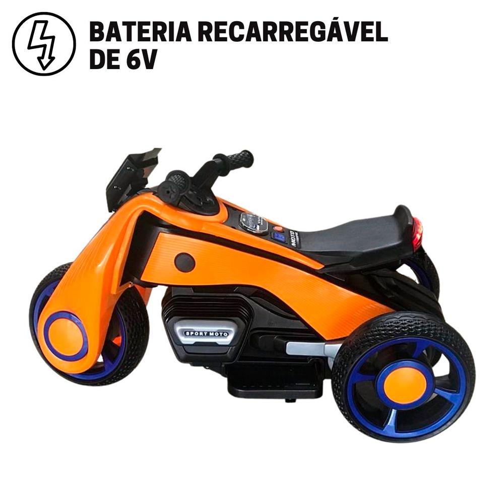 Mini Moto Elétrica Luzes e Som Infantil 6v Laranja BW223LR Importway - 9