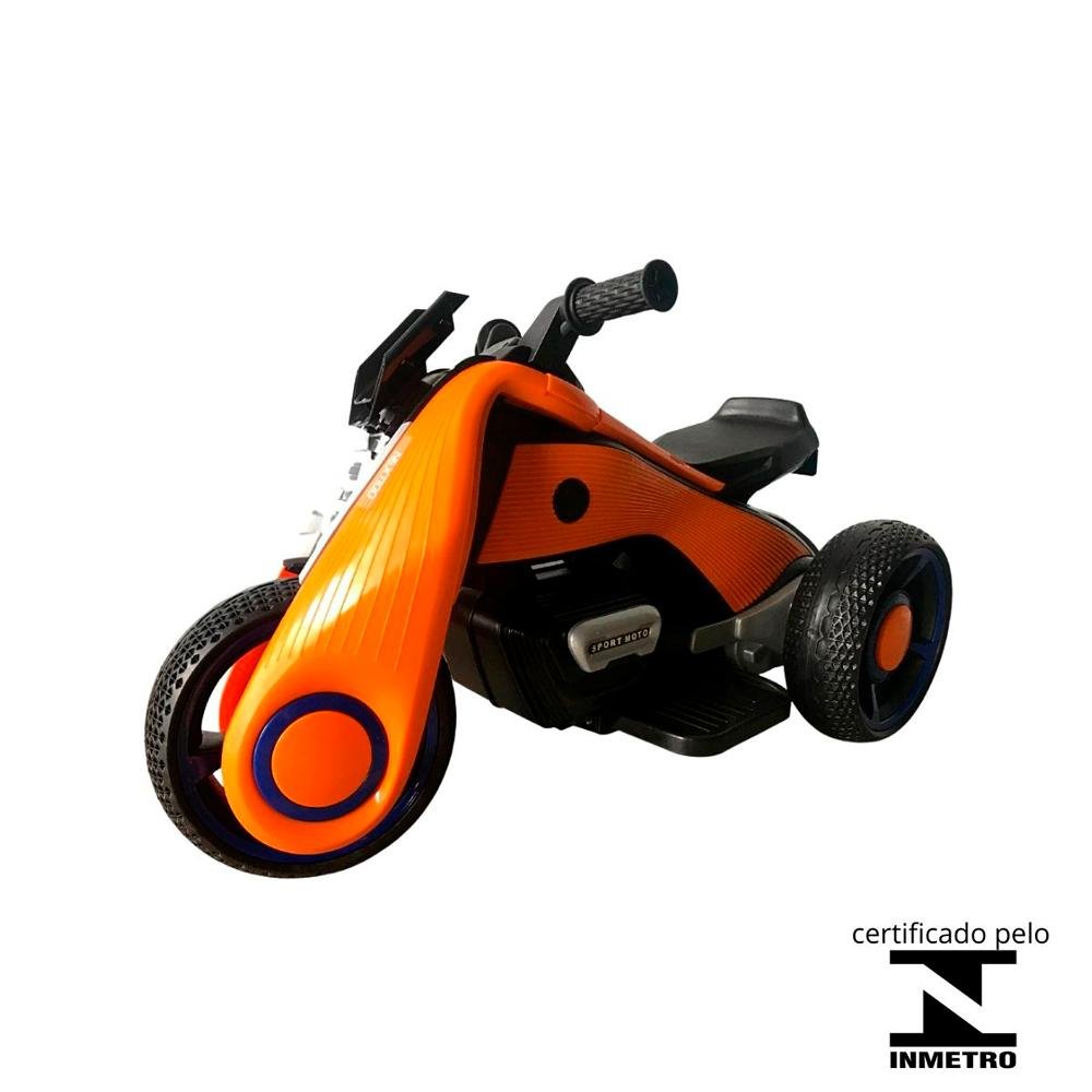 Mini Moto Elétrica Luzes e Som Infantil 6v Laranja BW223LR Importway - 5