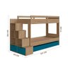 Cama Beliche Infantil Solteiro com 05 Nichos e 02 Gavetões 231cm Aveiro Oak Azul Decker Shop Jm - 4
