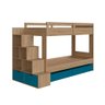 Cama Beliche Infantil Solteiro com 05 Nichos e 02 Gavetões 231cm Aveiro Oak Azul Decker Shop Jm - 2