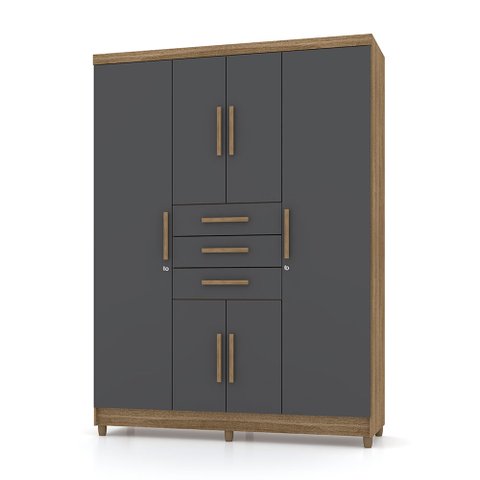 Guarda Roupa Solteiro 6 Portas e 3 Gavetas Imperial Nature/alasca - Pallazio
