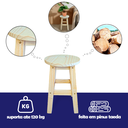 Ver imagem 3 de Banqueta Media Redonda Madeira Maciça de Pinus sem Pintura Super Resistente 1 Un Banco Cadeira